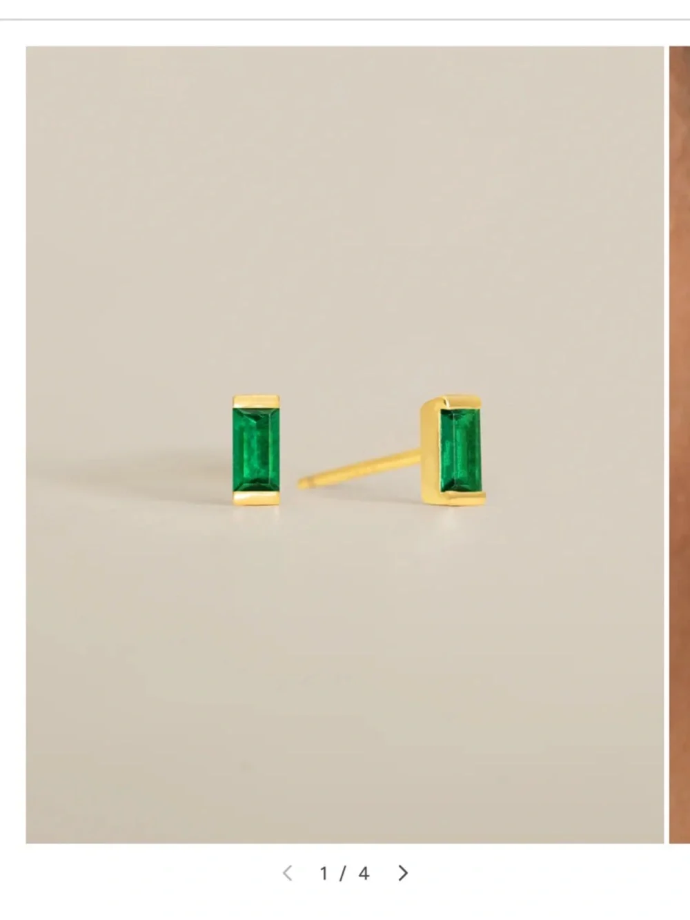 Green Rectangular Gem Earrings - Picture 3 of 6